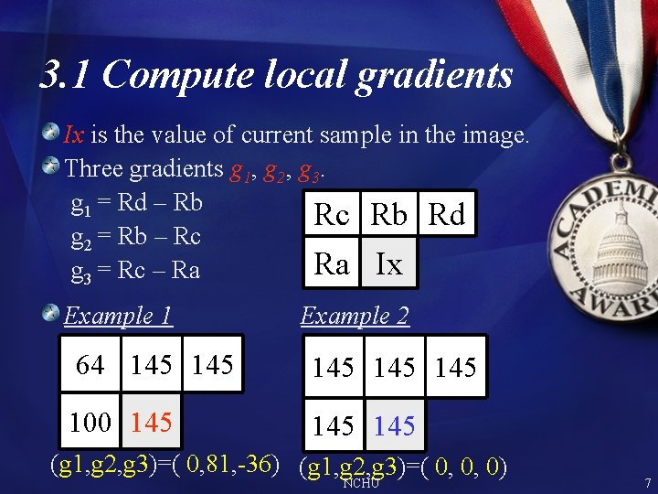 3. 1 Compute local gradients Ix is the value of current sample in the 3. 1 Compute local gradients Ix is the value of current sample in the
