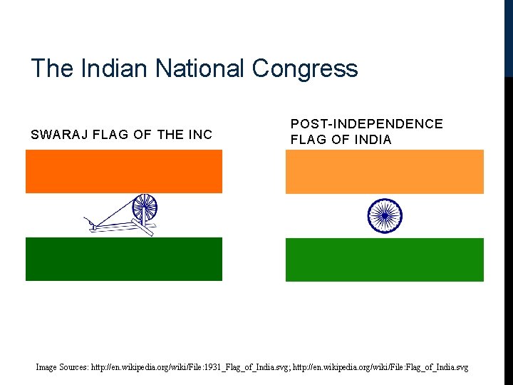 The Indian National Congress SWARAJ FLAG OF THE INC POST-INDEPENDENCE FLAG OF INDIA Image