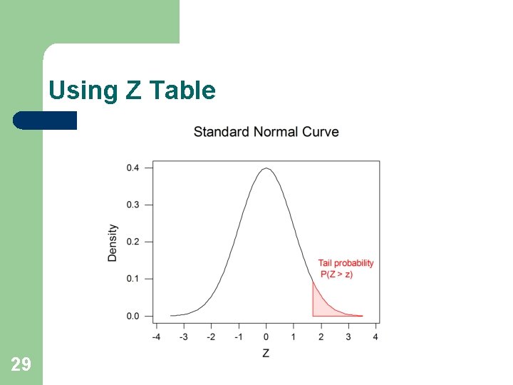 Using Z Table 29 Using Z Table 29
