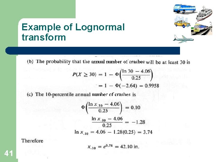 Example of Lognormal transform 41 Example of Lognormal transform 41