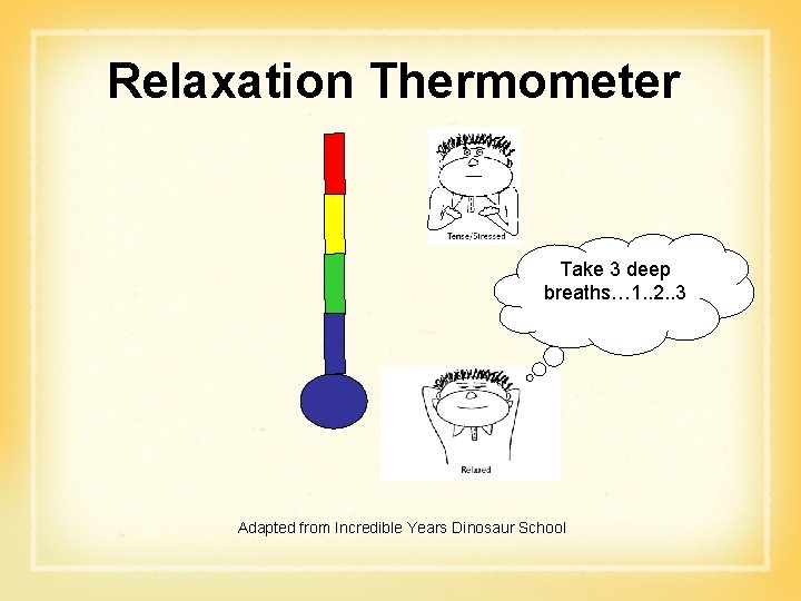 Relaxation Thermometer Take 3 deep breaths… 1. . 2. . 3 Adapted from Incredible