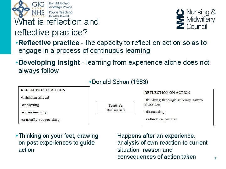What is reflection and reflective practice? • Reflective practice - the capacity to reflect