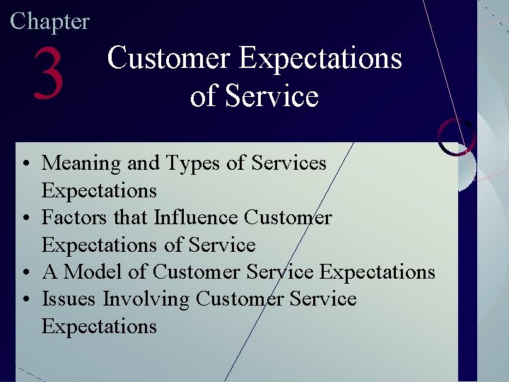 Chapter 3 Customer Expectations of Service • Meaning and Types of Services Expectations •
