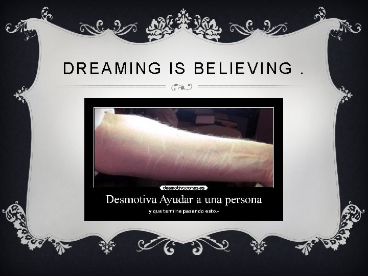 DREAMING IS BELIEVING. 