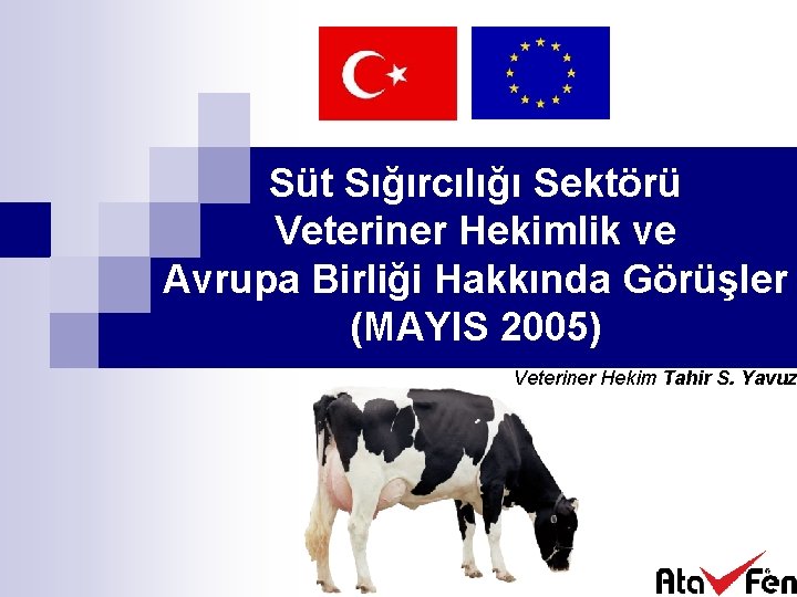 Süt Sığırcılığı Sektörü Veteriner Hekimlik ve Avrupa Birliği Hakkında Görüşler (MAYIS 2005) Veteriner Hekim