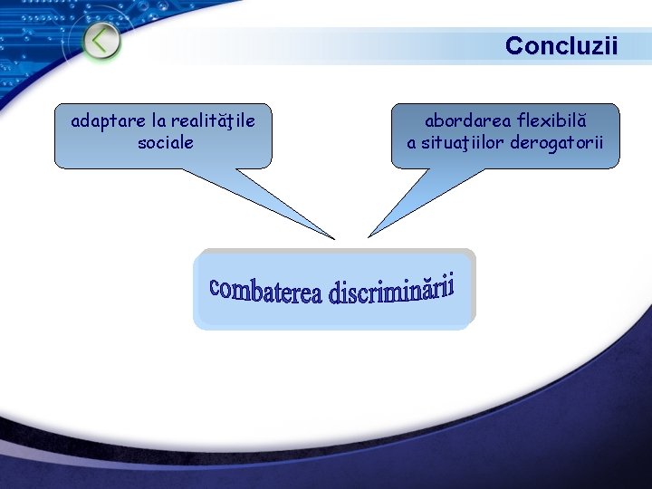 Concluzii adaptare la realităţile sociale abordarea flexibilă a situaţiilor derogatorii 