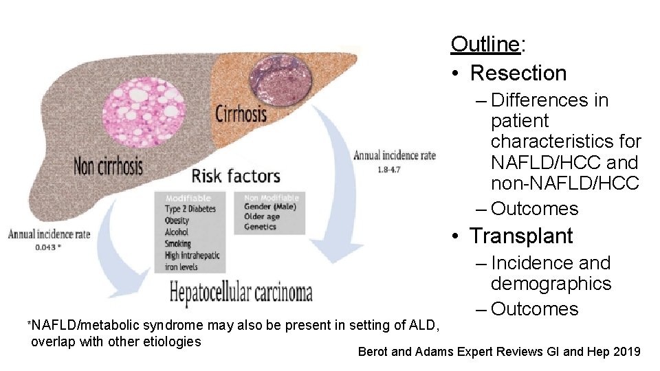 Outline: • Resection – Differences in patient characteristics for NAFLD/HCC and non-NAFLD/HCC – Outcomes