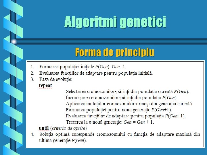 Algoritmi genetici Forma de principiu 