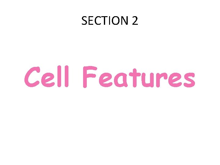 SECTION 2 Cell Features SECTION 2 Cell Features