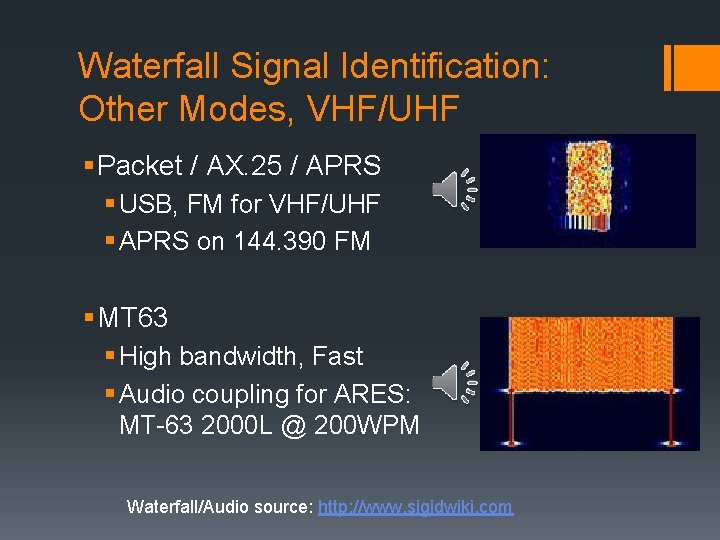 Waterfall Signal Identification: Other Modes, VHF/UHF § Packet / AX. 25 / APRS §