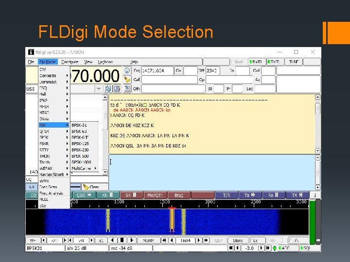 FLDigi Mode Selection 