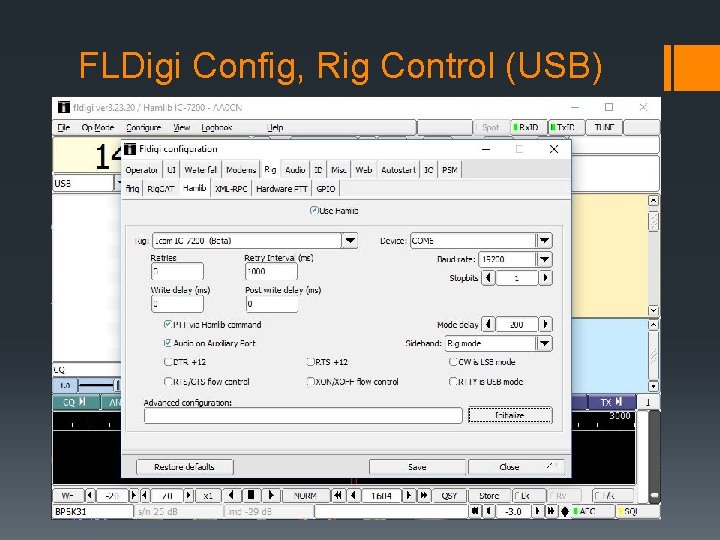 FLDigi Config, Rig Control (USB) 