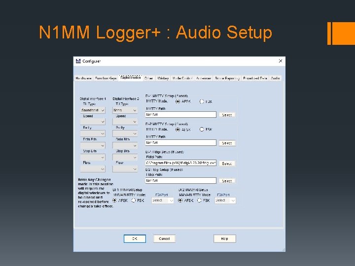 N 1 MM Logger+ : Audio Setup 