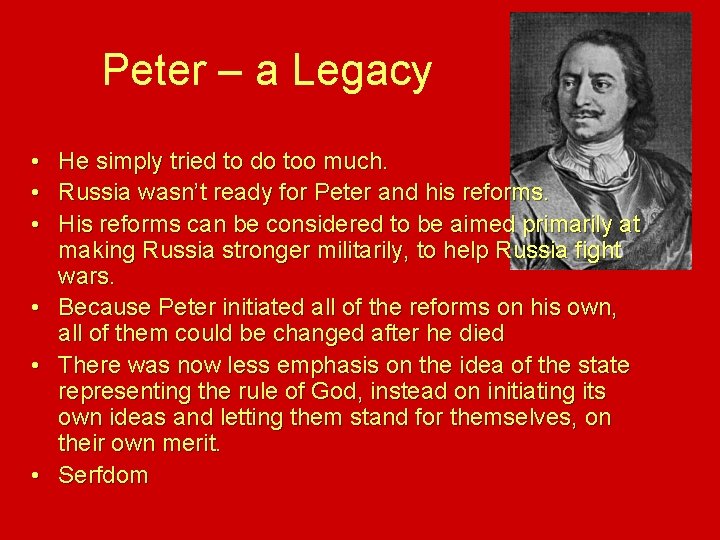 Peter – a Legacy • • • He simply tried to do too much. Peter – a Legacy • • • He simply tried to do too much.