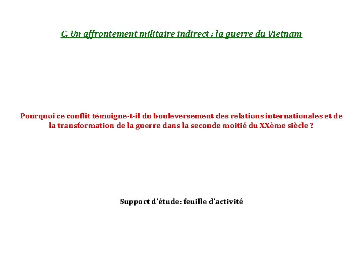 C. Un affrontement militaire indirect : la guerre du Vietnam Pourquoi ce conflit témoigne-t-il