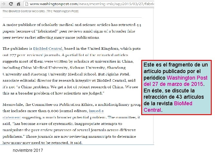 Este es el fragmento de un artículo publicado por el periódico Washington Post del