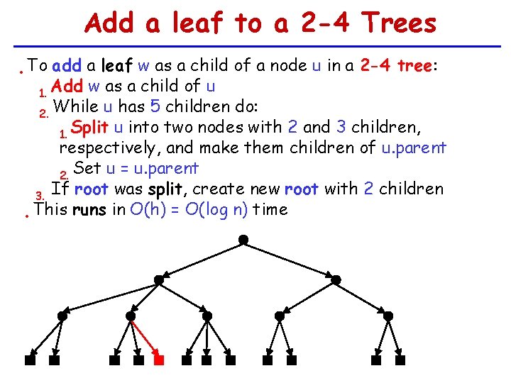Add a leaf to a 2 -4 Trees • To add a leaf w