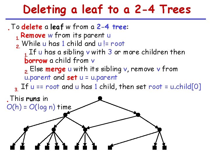 Deleting a leaf to a 2 -4 Trees • To delete a leaf w