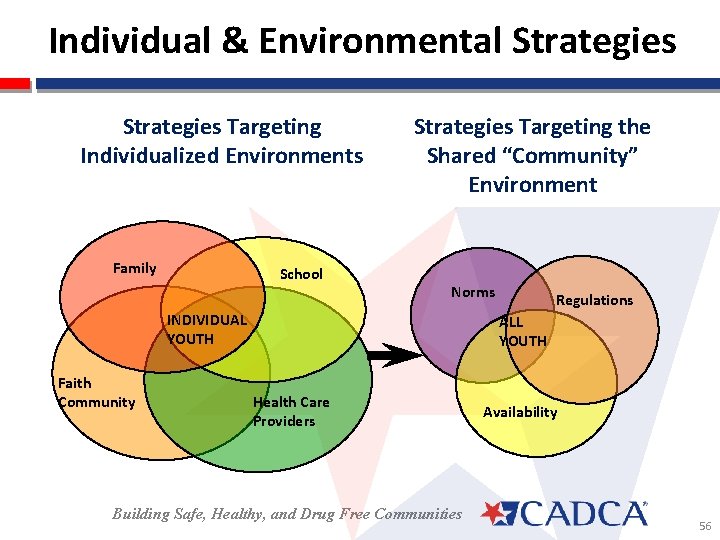 Individual & Environmental Strategies Targeting Individualized Environments Family School Strategies Targeting the Shared “Community”