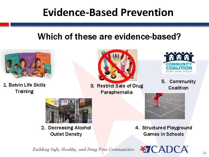 Evidence-Based Prevention Which of these are evidence-based? 1. Botvin Life Skills Training 3. Restrict