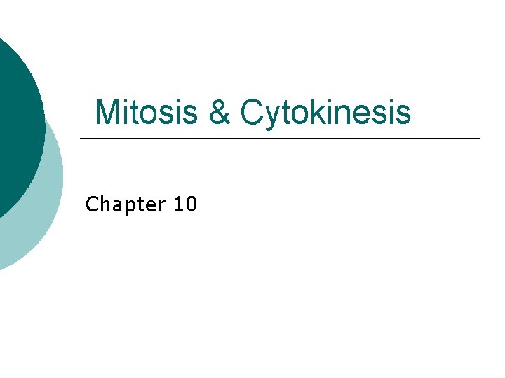 Mitosis & Cytokinesis Chapter 10 