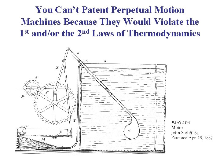 You Can’t Patent Perpetual Motion Machines Because They Would Violate the 1 st and/or