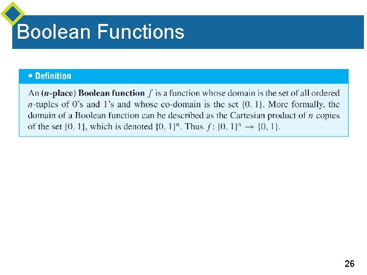 Boolean Functions 26 
