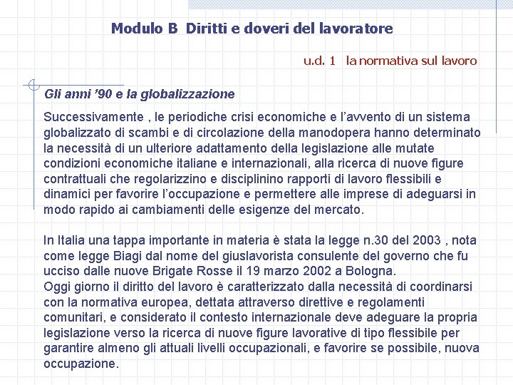 Modulo B Diritti e doveri del lavoratore u. d. 1 la normativa sul lavoro