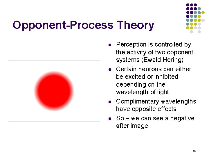 Opponent-Process Theory l l Perception is controlled by the activity of two opponent systems