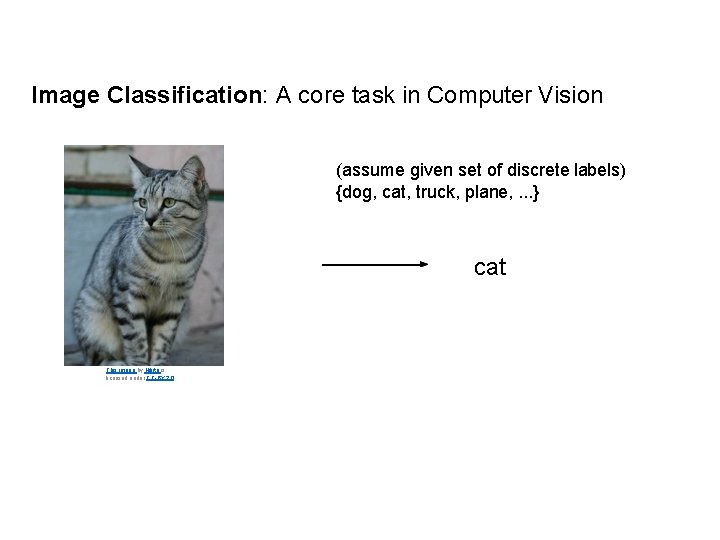 Image Classification: A core task in Computer Vision (assume given set of discrete labels)