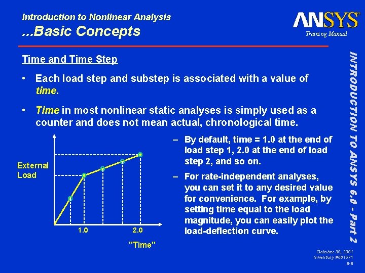 Introduction to Nonlinear Analysis . . . Basic Concepts Training Manual • Each load