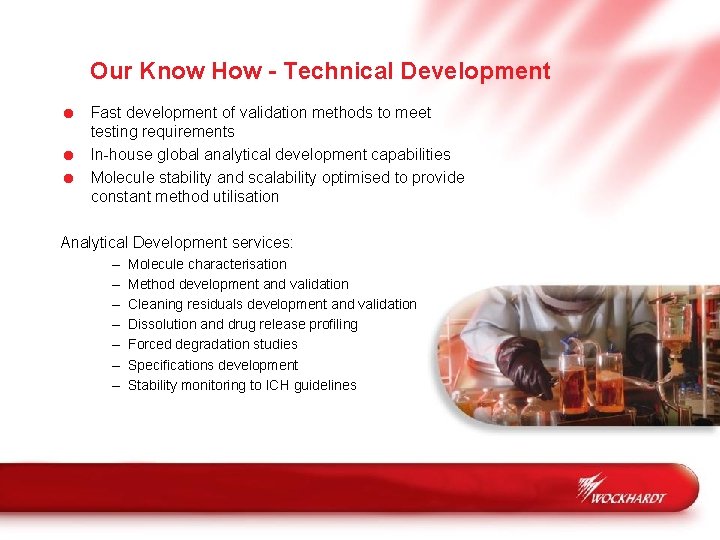 Our Know How - Technical Development = Fast development of validation methods to meet