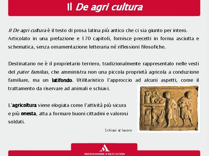 Il De agri cultura è il testo di prosa latina più antico che ci