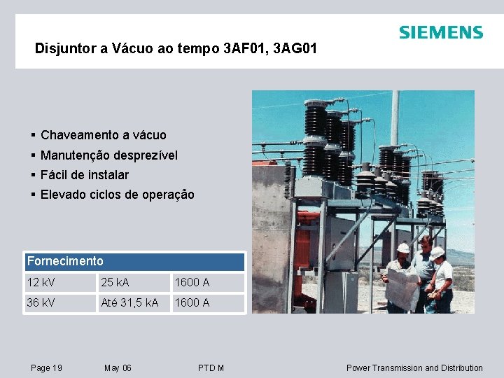 Disjuntor a Vácuo ao tempo 3 AF 01, 3 AG 01 § Chaveamento a