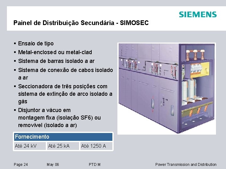 Painel de Distribuição Secundária - SIMOSEC § Ensaio de tipo § Metal-enclosed ou metal-clad