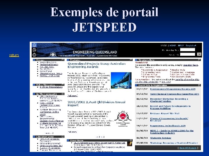 Exemples de portail JETSPEED return 