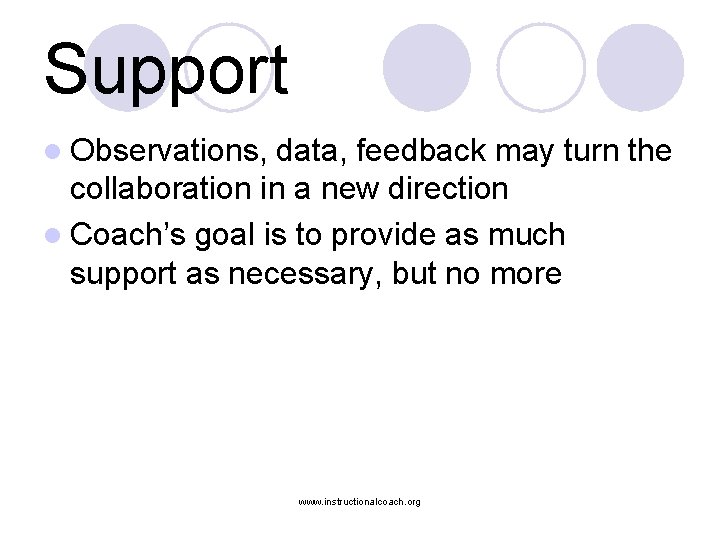 Support l Observations, data, feedback may turn the collaboration in a new direction l