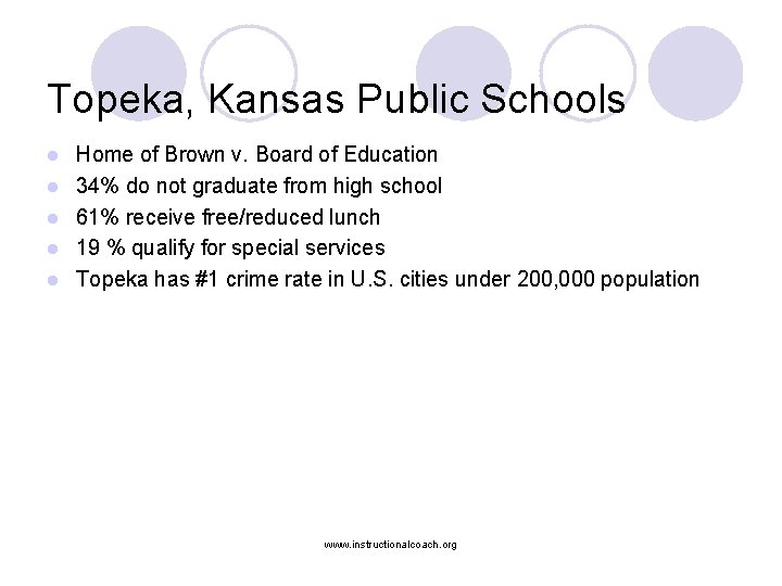 Topeka, Kansas Public Schools l l l Home of Brown v. Board of Education