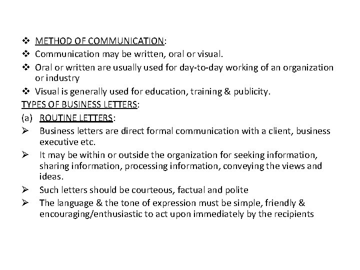 COMMUNICATIONS DRAFTING OF DIFFERENT TYPES OF LETTERS Exchange