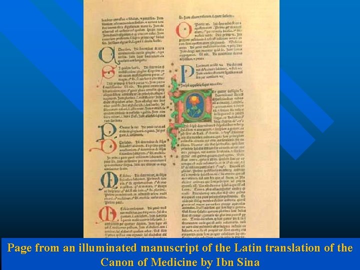 Page from an illuminated manuscript of the Latin translation of the Canon of Medicine