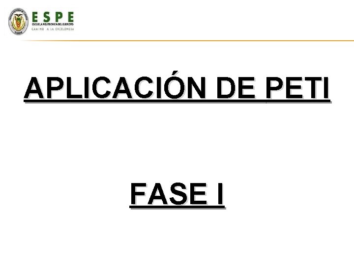 APLICACIÓN DE PETI FASE I APLICACIÓN DE PETI FASE I