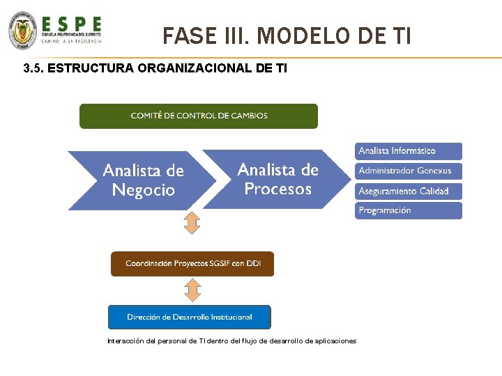 FASE III. MODELO DE TI 3. 5. ESTRUCTURA ORGANIZACIONAL DE TI Interacción del personal FASE III. MODELO DE TI 3. 5. ESTRUCTURA ORGANIZACIONAL DE TI Interacción del personal