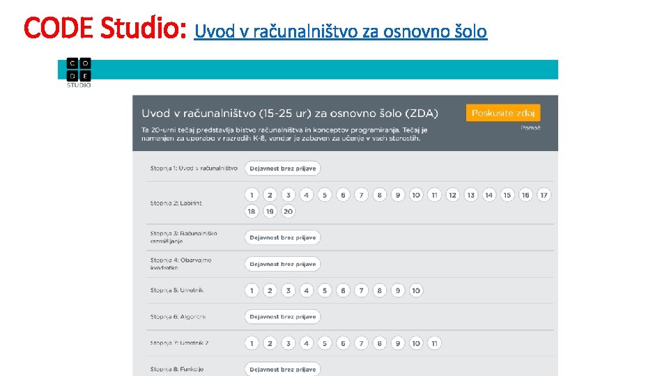CODE Studio: Uvod v računalništvo za osnovno šolo 