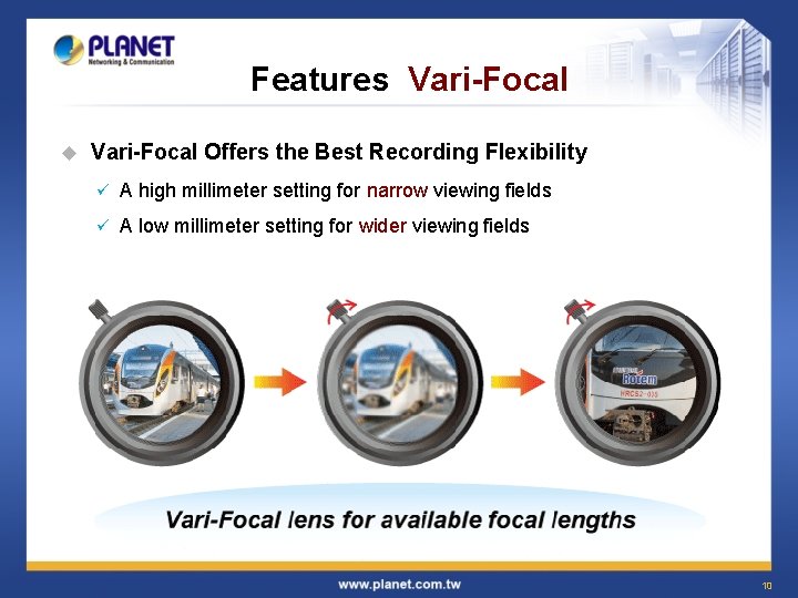 Features Vari-Focal u Vari-Focal Offers the Best Recording Flexibility ü A high millimeter setting