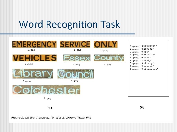 Word Recognition Task Word Recognition Task