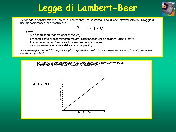 Legge di Lambert-Beer l l A= ε x l x C C 