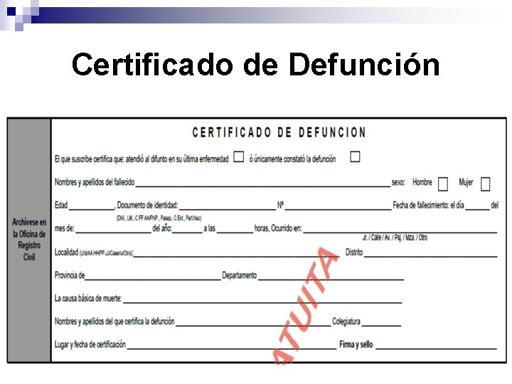 Certificado de Defunción 