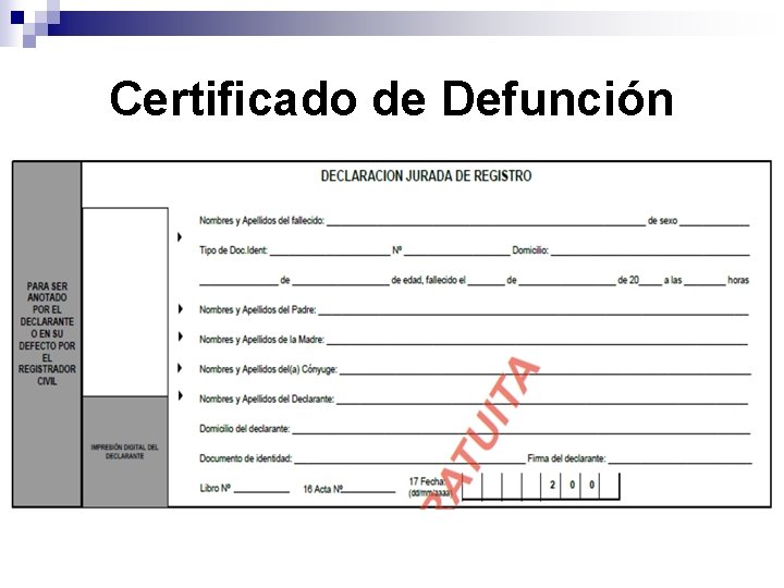 Certificado de Defunción 
