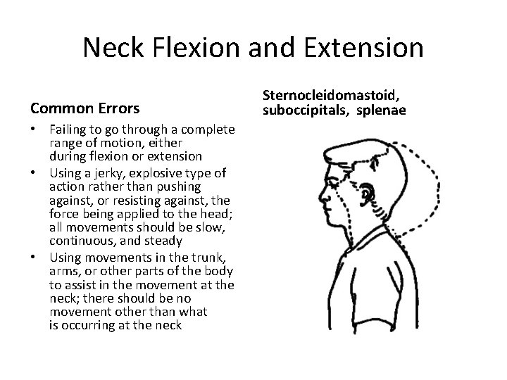 Neck Flexion and Extension Common Errors • Failing to go through a complete range