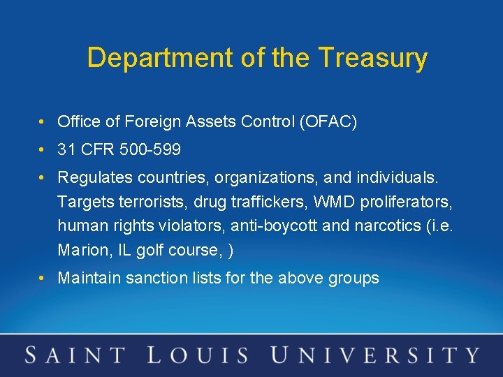 Department of the Treasury • Office of Foreign Assets Control (OFAC) • 31 CFR